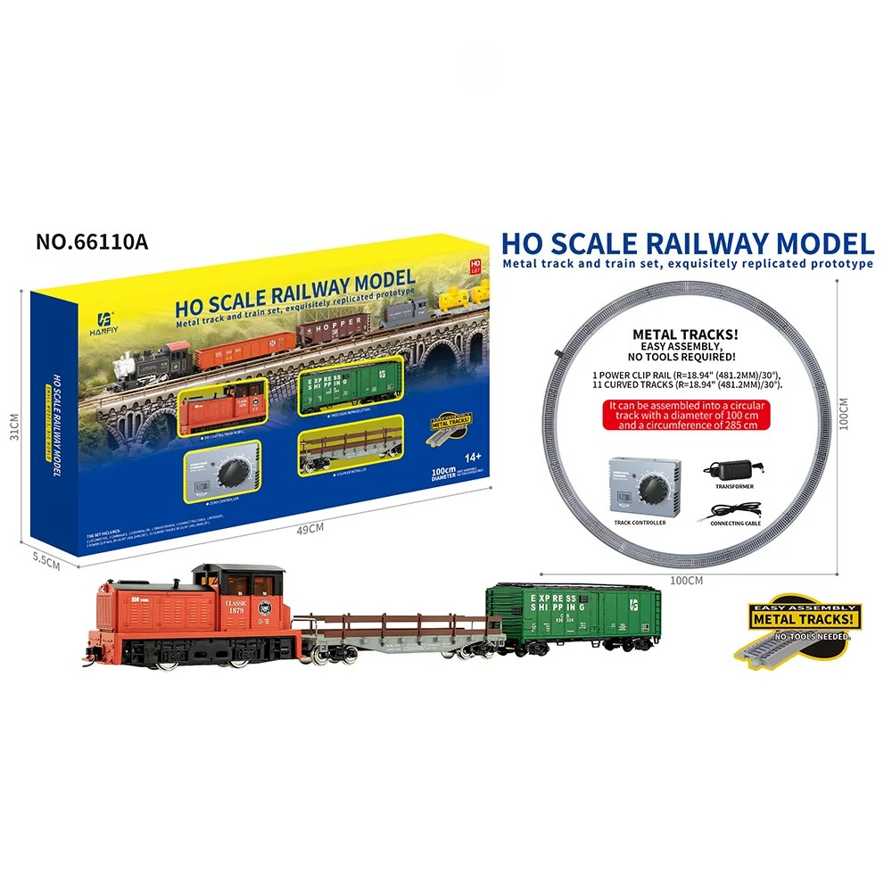 Vintage And Collectible Toys - โมเดลรถไฟโลหะขนาด HO สเกล 1/87 รุ่นจำลองรถจักรไอน้ำโบราณ พร้อมชุดควบคุมไฟฟ้า