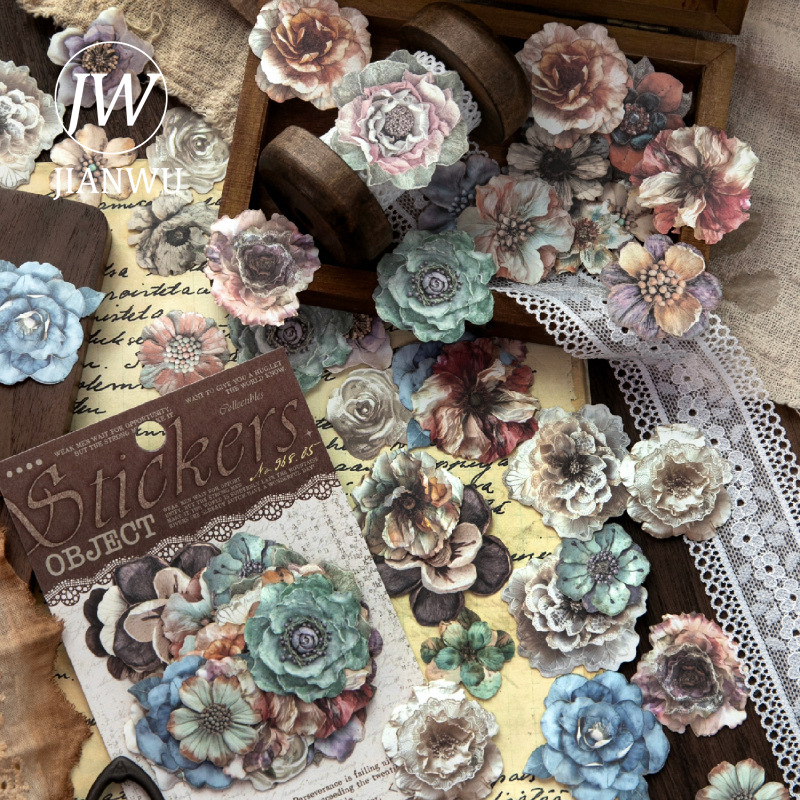 Vintage Items Collection - JIANWU ชุดสะสมของเล็กๆ น้อยๆ ซีรีส์วินเทจ ลายดอกไม้ วัสดุตกแต่งภาพ
