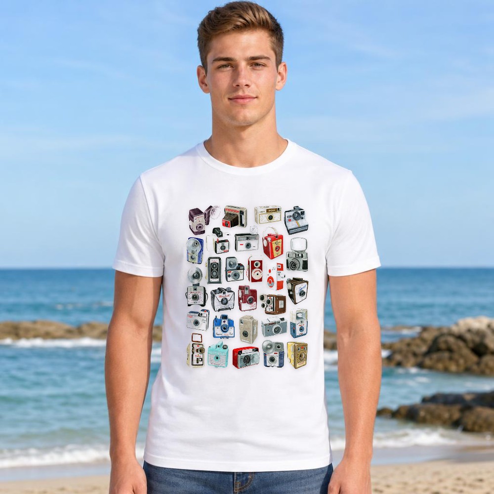 เสื้อยืดลายกราฟิกผู้ชาย คอลเลค - Collectible Vintage Cameras บทวิจารณ์และราคา